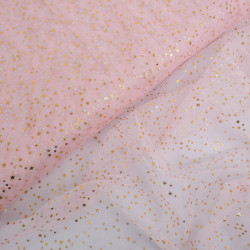 Tulle Etoiles Dorées Rose - Maison Klem