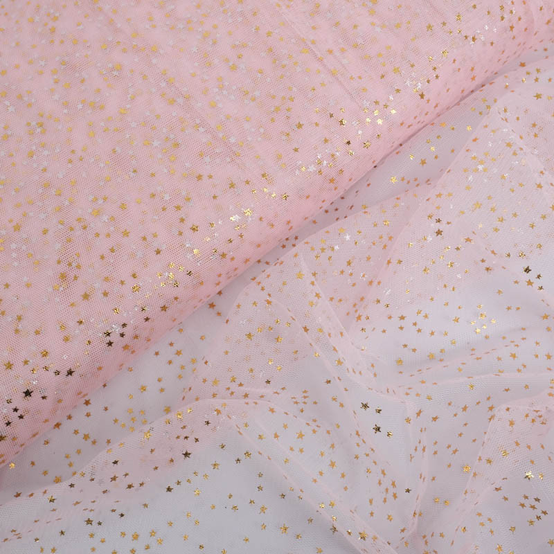 Tulle Etoiles Dorées Rose - Maison Klem