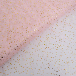 Tulle Etoiles Dorées Rose - Maison Klem