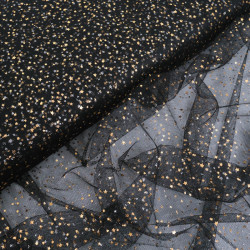 Tulle Etoiles Dorées Noir - Maison Klem
