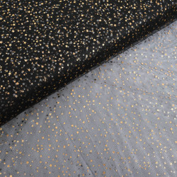 Tulle Etoiles Dorées Noir - Maison Klem