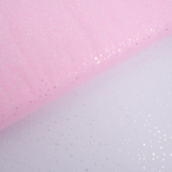 Tulle Souple Etoiles Argentées Rose - Maison Klem