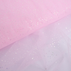 Tulle Souple Etoiles Argentées Rose - Maison Klem