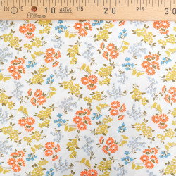 Popeline Fleurs des Champs Oranges - Maison Klem