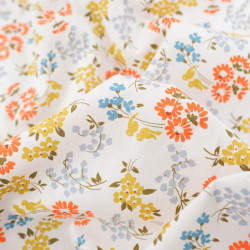 Popeline Fleurs des Champs Oranges - Maison Klem