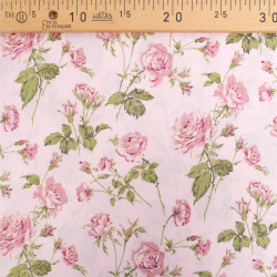 Popeline Motif Rose Fond Blush - Maison Klem