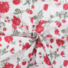 Popeline Motif Rose Fond Blanc - Maison Klem