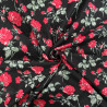 Popeline Motif Rose Fond Noir - Maison Klem