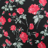 Popeline Motif Rose Fond Noir - Maison Klem