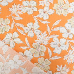 Popeline Flora Abricot - Maison Klem