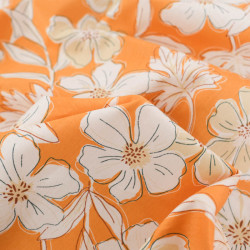 Popeline Flora Abricot - Maison Klem