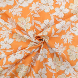 Popeline Flora Abricot - Maison Klem