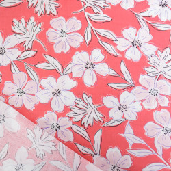 Popeline Flora Corail - Maison Klem