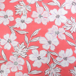 Popeline Flora Corail - Maison Klem