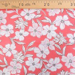 Popeline Flora Corail - Maison Klem