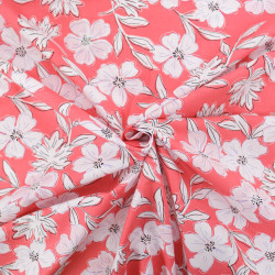 Popeline Flora Corail - Maison Klem