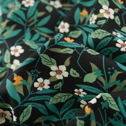 Popeline Britt Bleu Vert Fond Noir - Maison Klem