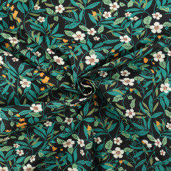 Popeline Britt Bleu Vert Fond Noir - Maison Klem