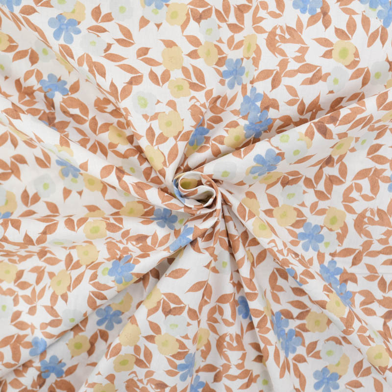 Popeline Sue Marron Et Bleu - Maison Klem