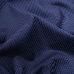 Tissu Velours Côtelé Coton Bleu Marine - Maison Klem