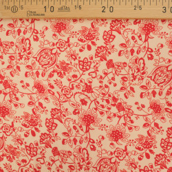 Twill Viscose Indienne Rouge Cerise Fond Beige - Maison Klem