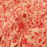 Twill Viscose Indienne Rouge Cerise Fond Beige - Maison Klem