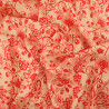 Twill Viscose Indienne Rouge Cerise Fond Beige - Maison Klem