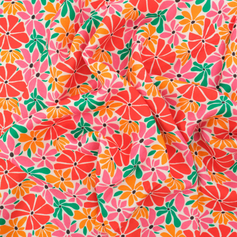 Twill Viscose Flower Power Multicolore - Maison Klem