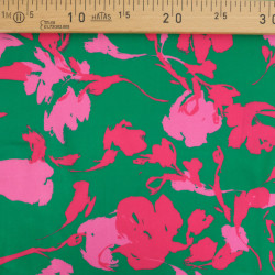 Twill Viscose Luna Vert Prairie et Fuchsia - Maison Klem