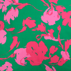 Twill Viscose Luna Vert Prairie et Fuchsia - Maison Klem