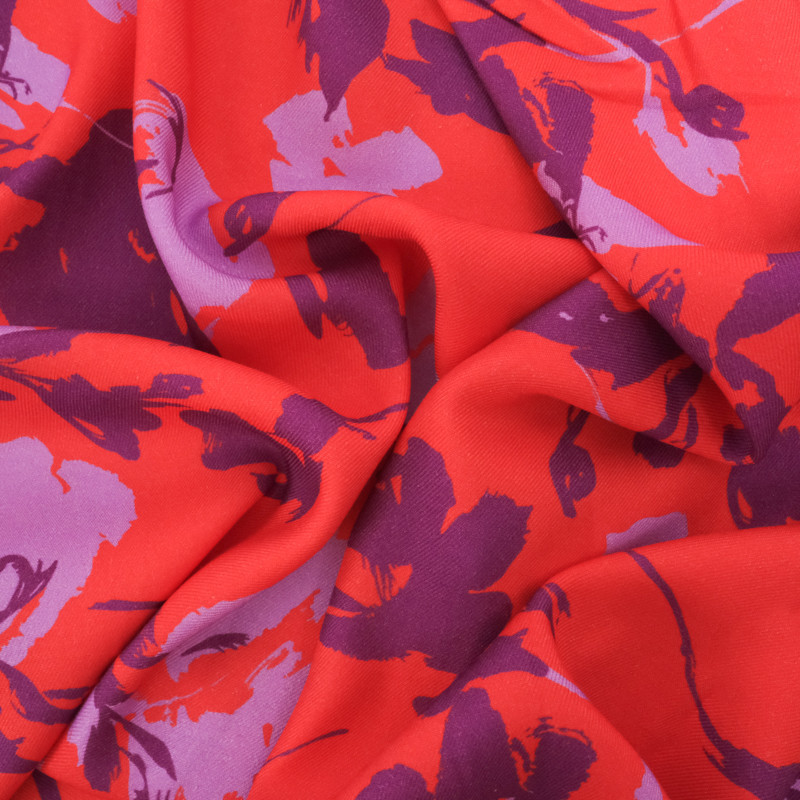 Twill Viscose Luna Cerise et violet - Maison Klem
