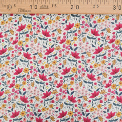 Voile de Coton Mila Suzie Rose Fond Ecru - Maison Klem