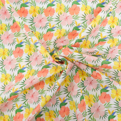 Popeline de Coton Mila Hibiscus Multicolore - Maison Klem