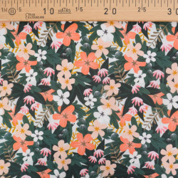 Popeline de Coton Mila Hawaï Corail - Maison Klem