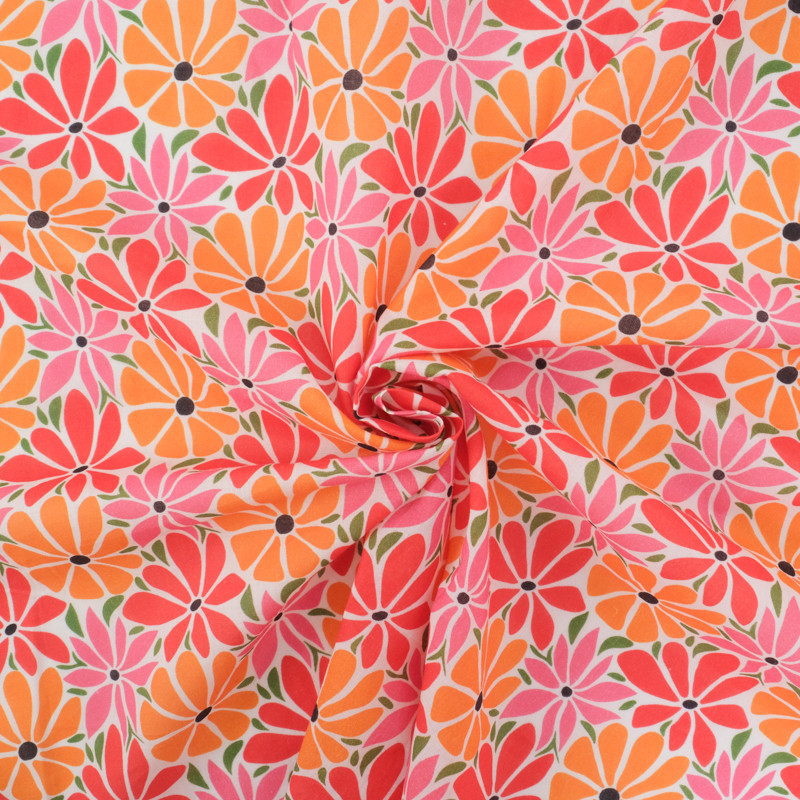 Popeline de Coton Mila Flower Power Multicolore - Maison Klem