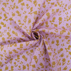 Popeline de Coton Mila Impression Floral Fond Parme - Maison Klem