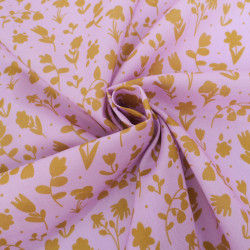 Popeline de Coton Mila Impression Floral Fond Parme - Maison Klem