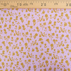 Popeline de Coton Mila Impression Floral Fond Parme - Maison Klem