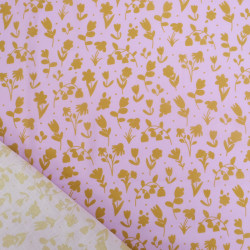 Voile de Coton Mila Impression Floral Fond Parme - Maison Klem