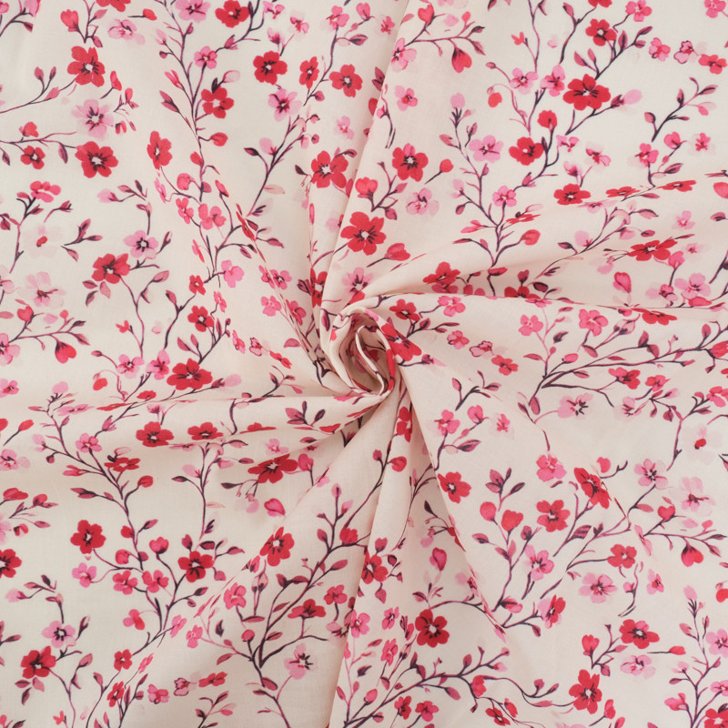 Popeline de Coton Mila Pink Collection Cerisier Rose - Maison Klem