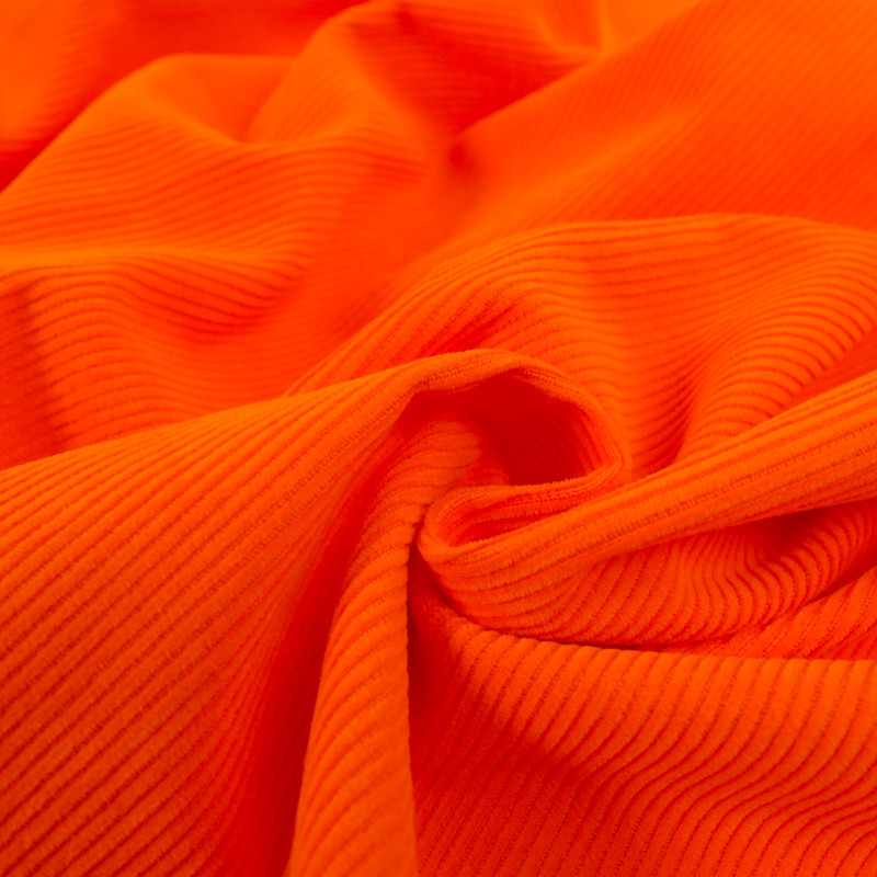 Velours 500 Raies Orange Vif - Maison Klem