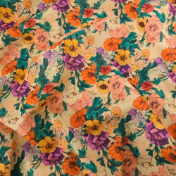 Popeline de Coton Mila Romancia Papaye - Maison Klem