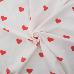 Tissu Jersey de Coton Mini Cœurs Rouges - Maison Klem