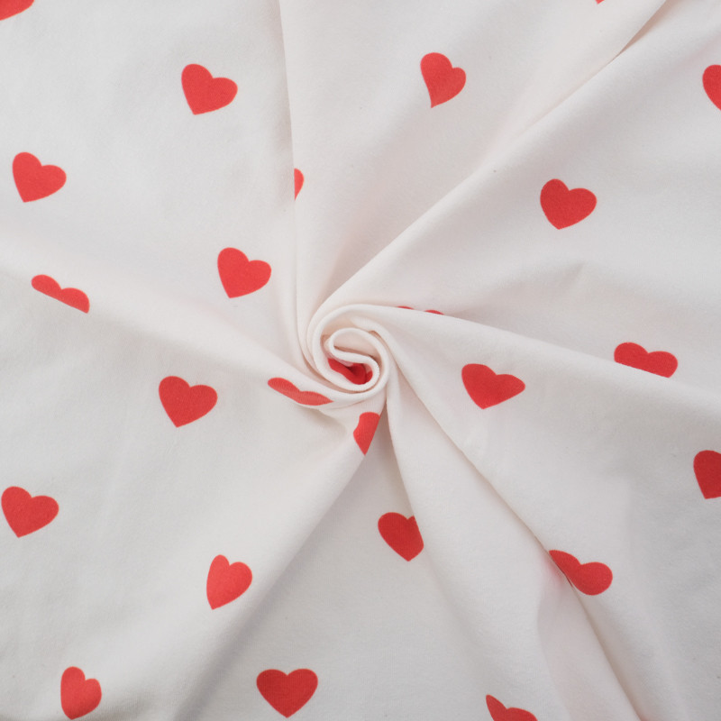 Tissu Jersey de Coton Mini Cœurs Rouges - Maison Klem