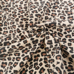Tissu Jersey de Coton Mini Léopard Fond Beige - Maison Klem