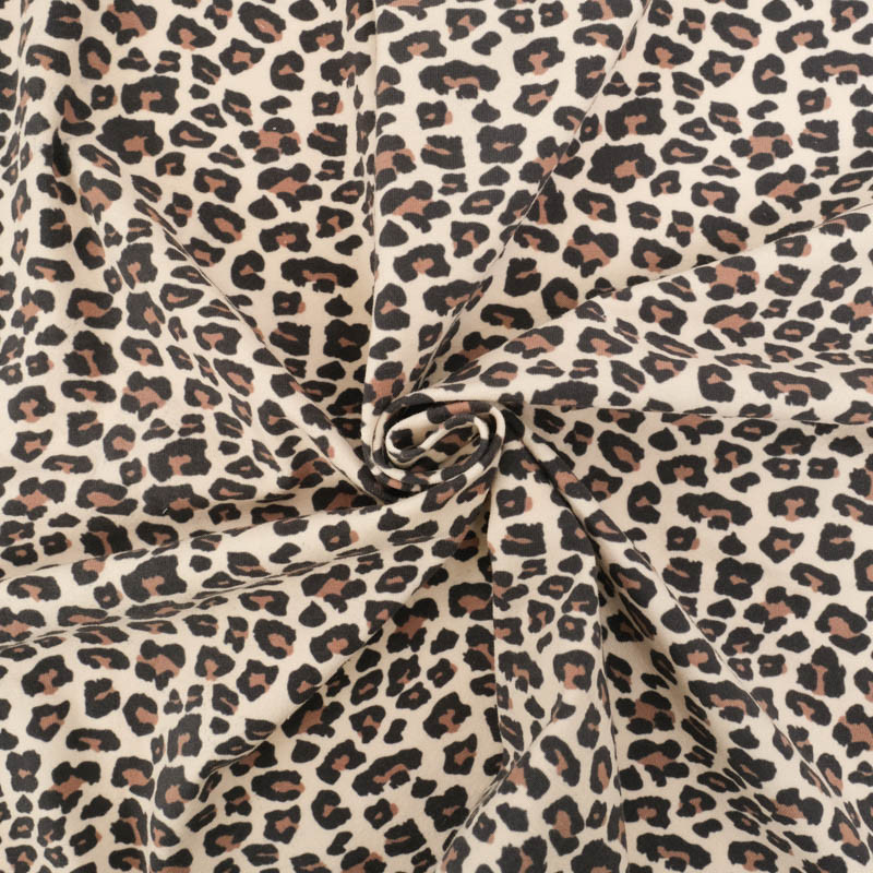 Tissu Jersey de Coton Mini Léopard Fond Beige - Maison Klem