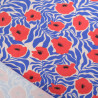 Tissu Jersey de Coton Coquelicot Rouge et Bleu - Maison Klem