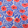 Tissu Jersey de Coton Coquelicot Rouge et Bleu - Maison Klem