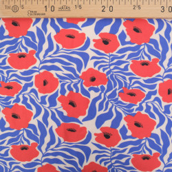 Tissu Jersey de Coton Coquelicot Rouge et Bleu - Maison Klem