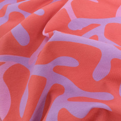 Tissu Jersey de Coton Coraux Corail et Mauve - Maison Klem